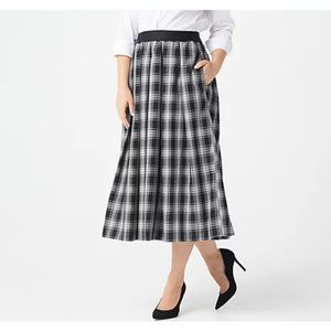 Joan Rivers Regular Pull-On Tartan Plaid skirt Black & White  Size 1X